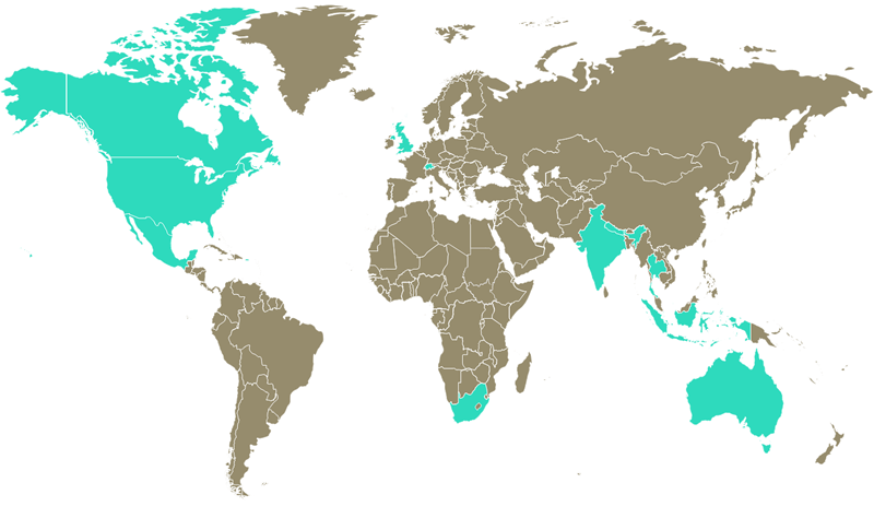 map of the world highlighting regions where finalists submitted solutions to strengthen forensic evidence